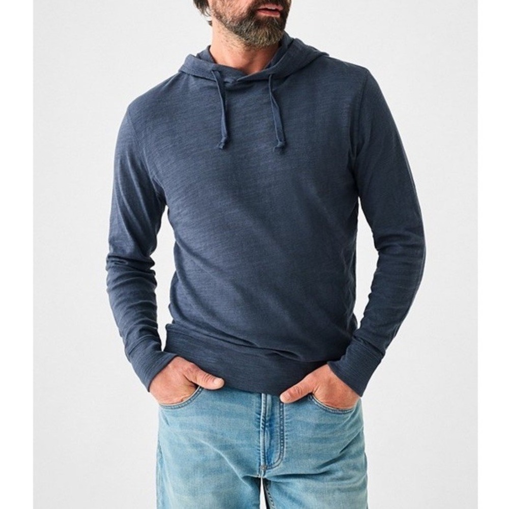 Faherty Blue Nights Slub Cotton Hoodie Long Sleeve Pullover Coastal Mens XXL